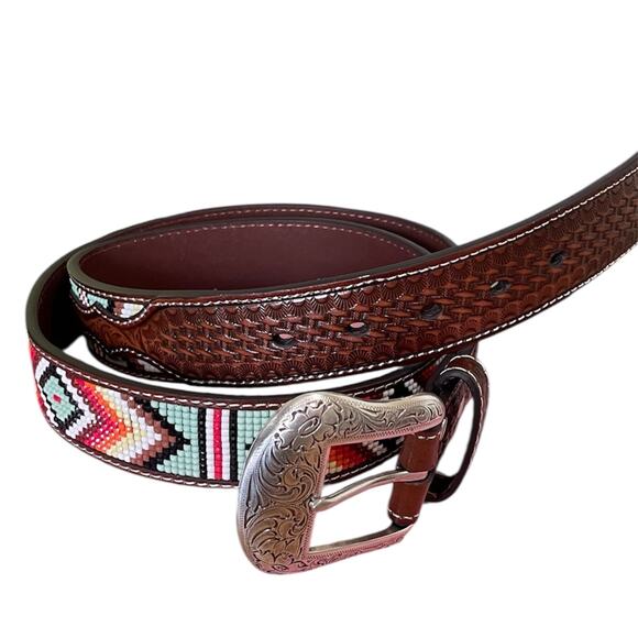 Ariat Genuine Leather & Beaded Western Belt Size 42 (NWT) - Picture 9 of 9